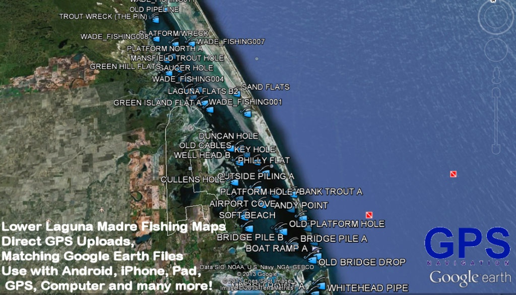 Google Earth Lower Laguna Madre Fishing Map