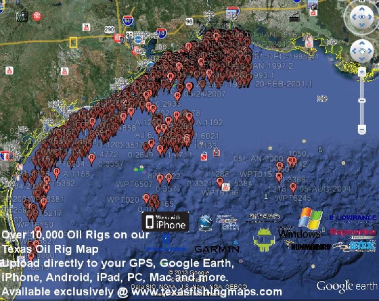 texas_oil_rig_google_earth_map - Texas Fishing Spots Maps for GPS