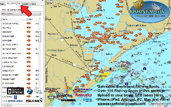 Galveston Bay Fishing Map. 