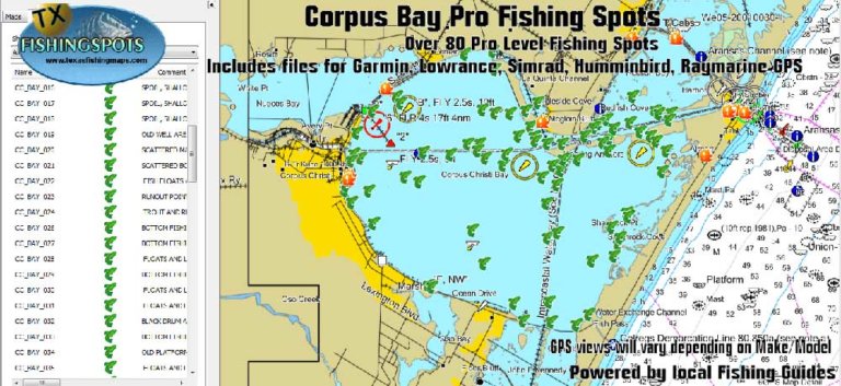 Corpus Chirsti Bay Fishing Spots Map - Texas Fishing Spots