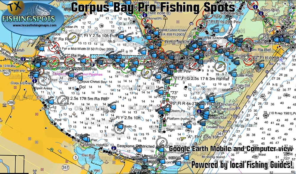 Corpus Chirsti Bay Fishing Map 