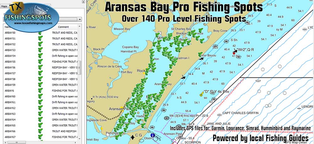 Aransas Bay Fishing Map for GPS