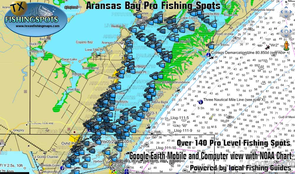 Fishing Maps and Spots for the Rockport Area including Aransas Bay and St  Charles Bay