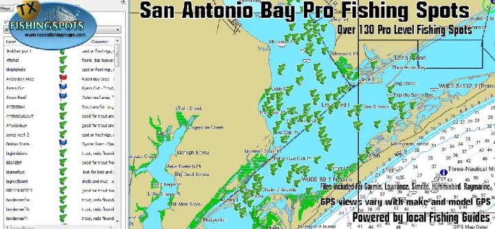 Galveston Bay Pro-Fishing Spots  Includes Trinity Bay, West Bay, East Bay,  Christmas Bay - Texas Fishing Spots Maps for GPS