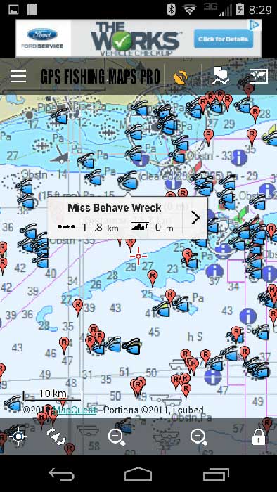 NOAA Nautical Charts with Fishing Spots