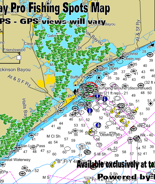 Galveston Bay Texas Fishing Map Thegem Product Catalog 