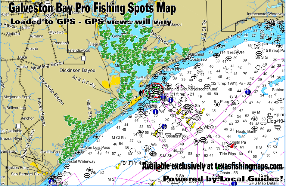 Galveston Bay Pro-Fishing Spots Includes Trinity Bay, West Bay, East Bay, C...