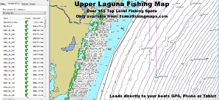 Upper Laguna Madre Fishing Map Texas Fishing Spots Maps For GPS   Upper Laguna Madre Fishing Map 768x352 