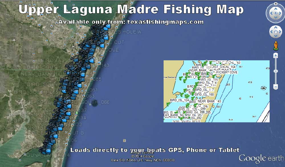 Upper Laguna Madre Fishing Map Upper Laguna Madre Fishing Map & Fishing Spots | Texas Gps Fishing Spots