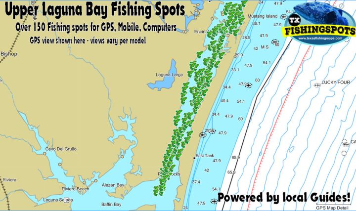 Upper Laguna Bay Fishing Spots - Texas Fishing Spots Maps for GPS