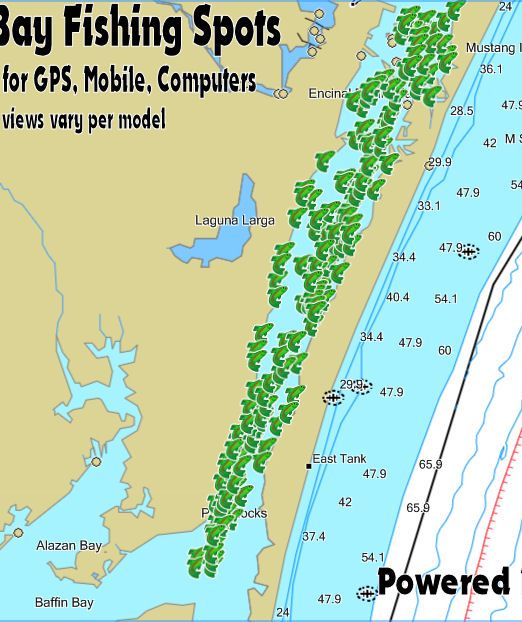 Upper Laguna Madre Bay Texas Fishing Spots for GPS