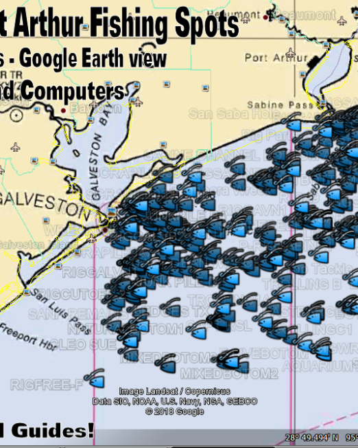 Galveston Offshore Fishing Spots Map