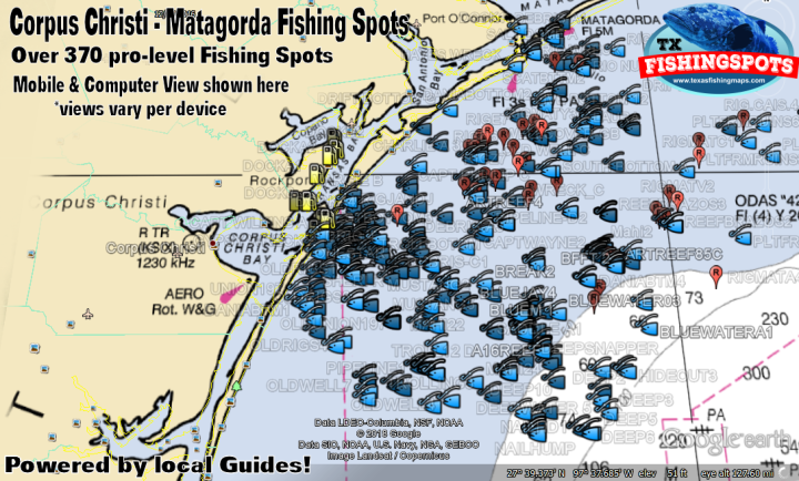 Corpus Christi to Matagorda Offshore Fishing Spots - Texas Fishing Spots  Maps for GPS