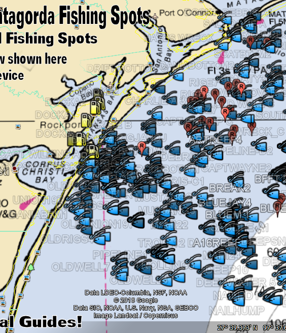 iPhone or iPad as Fishing GPS using GPS TRACKS - Texas Fishing Spots Maps  for GPS