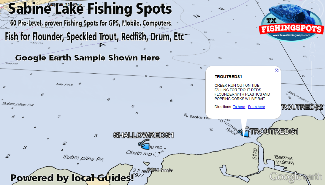 Sabine Lake Fishing Spots Map