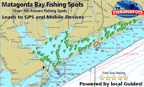 Matagorda Bay GPS Fishing Spots - Texas Fishing Spots Maps for GPS