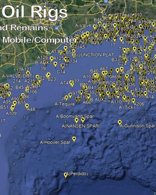 Old Texas Oil Rigs Fishing Spots Map